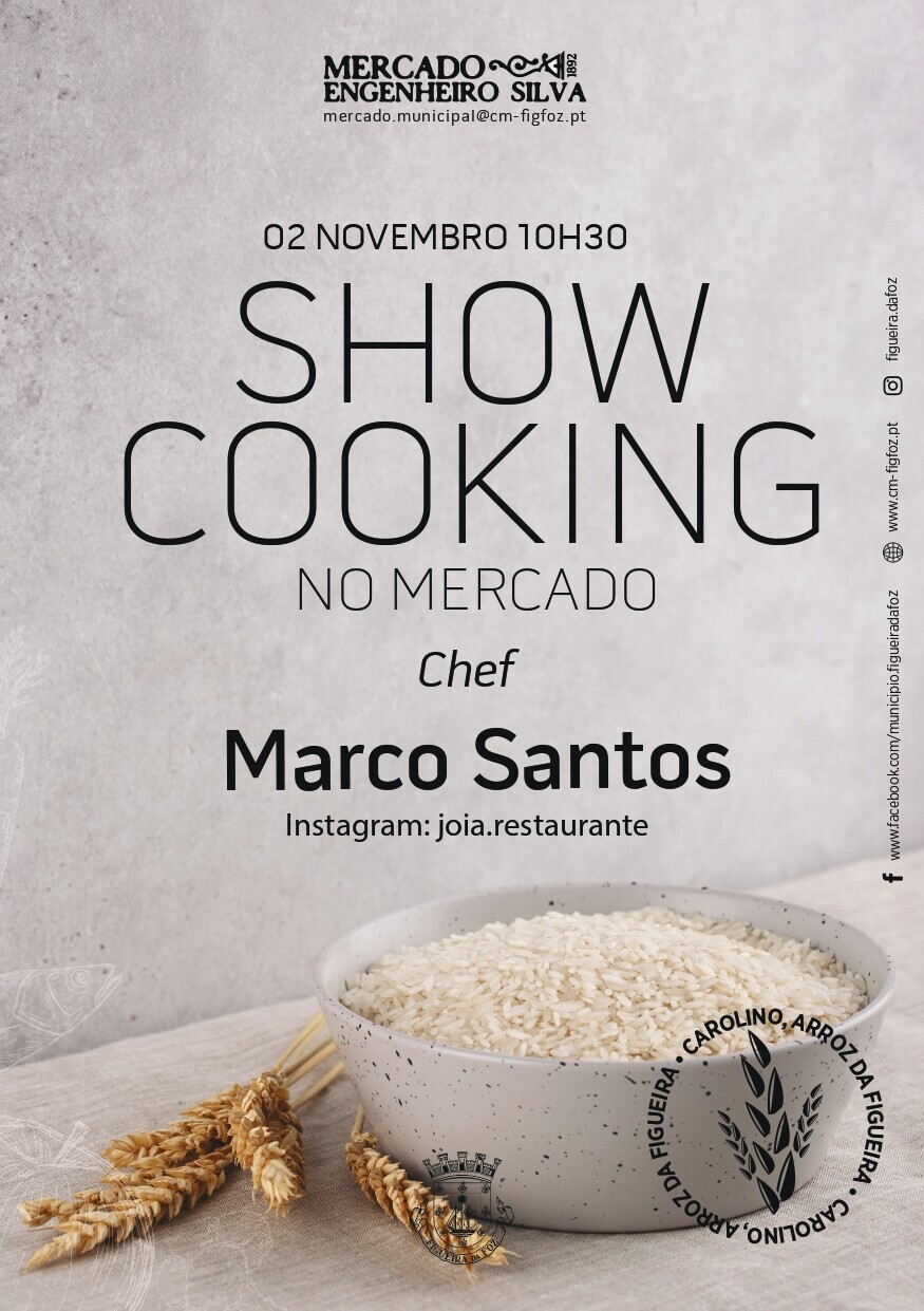 Chef Marco Santos no próximo showcooking no Mercado Municipal Engº. Silva 
