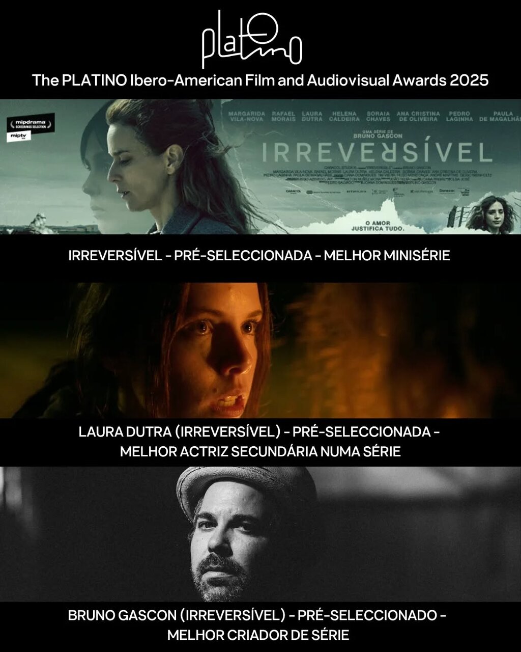 Prémios Platino: Irreversível, série integralmente gravada na Figueira, pré-selecionada em três c...
