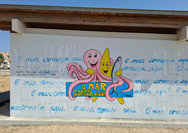 Mural pintado em balneários públicos apela à consciência ambiental  